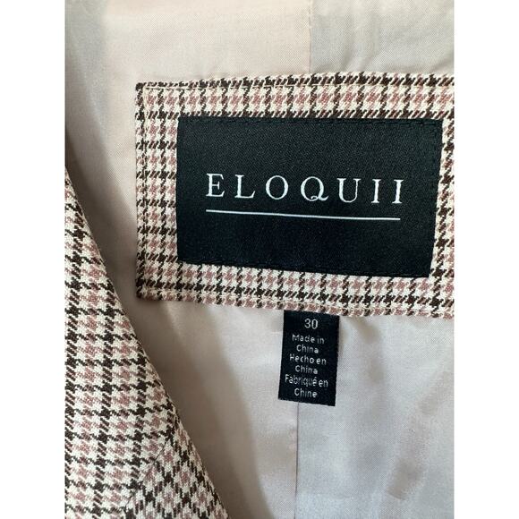 New with Tags Eloquii Plus Brown Houndstooth Open Front Blazer Dress Size 30 - Picture 4 of 15
